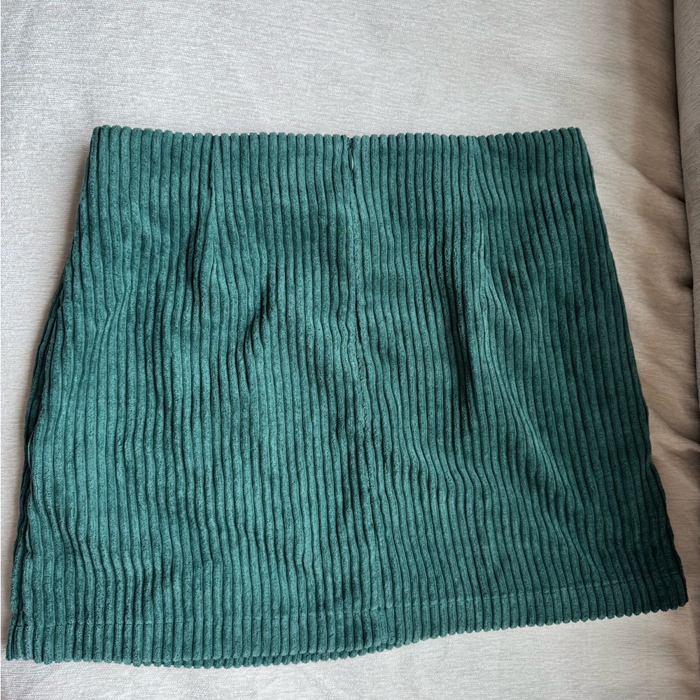 Elegant Green Corduroy Mini Skirt